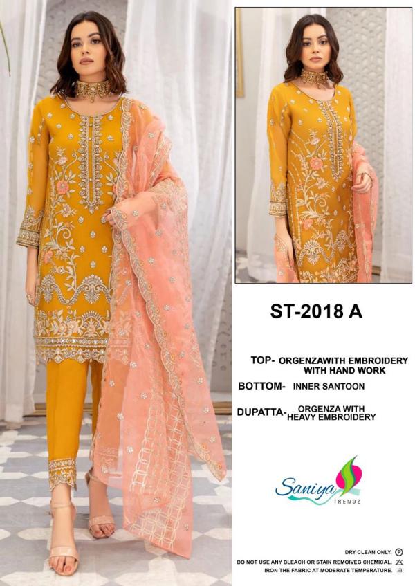 Saniya St 2018 Organza Embroidery Pakistani Salwar Kameez